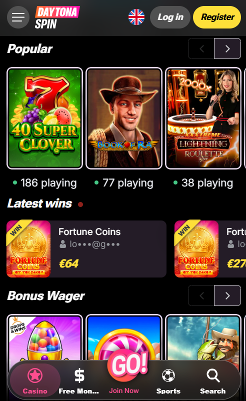 Daytona Spin Casino mobile