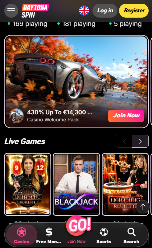 Daytona Spin Casino mobile